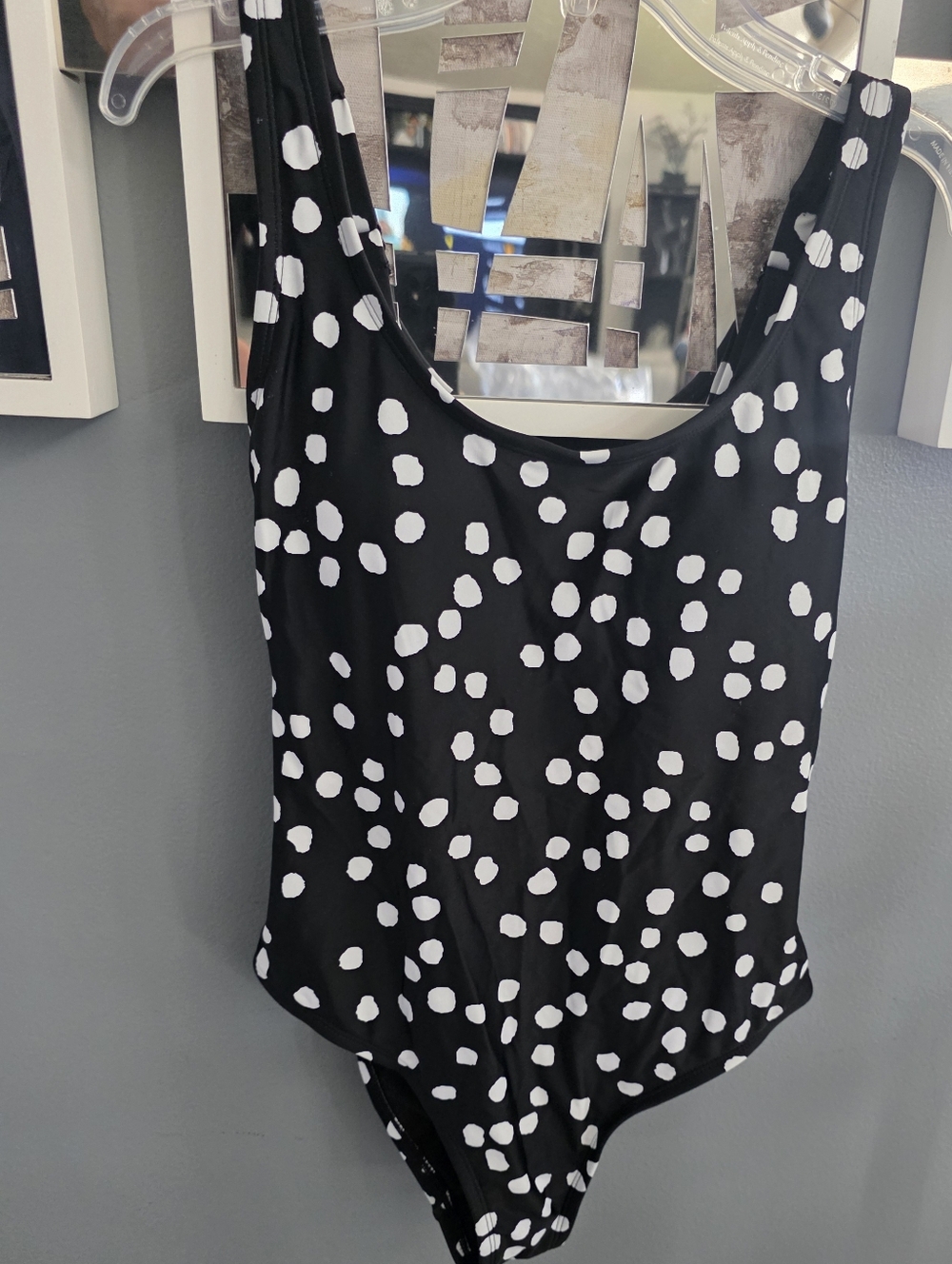 Black and White Polka Dot One-Piece Swimsuit - Small